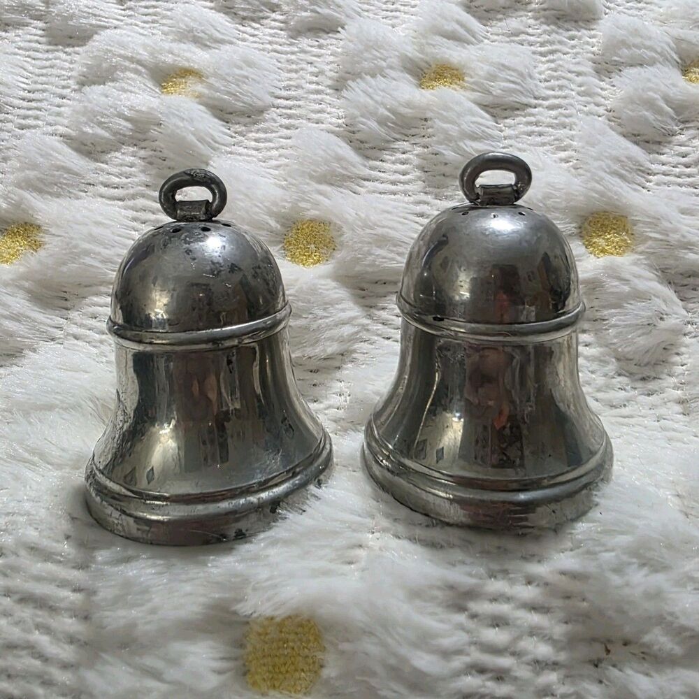 Genner Silver Bell Shaped Metal Salt & Pepper Shakers Set, 2 Piece